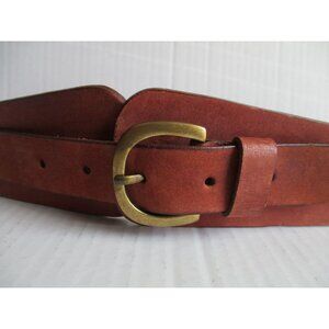 *Vintage Linea Pelle Brown Cognac Leather Belt Tapered Rawhide Design